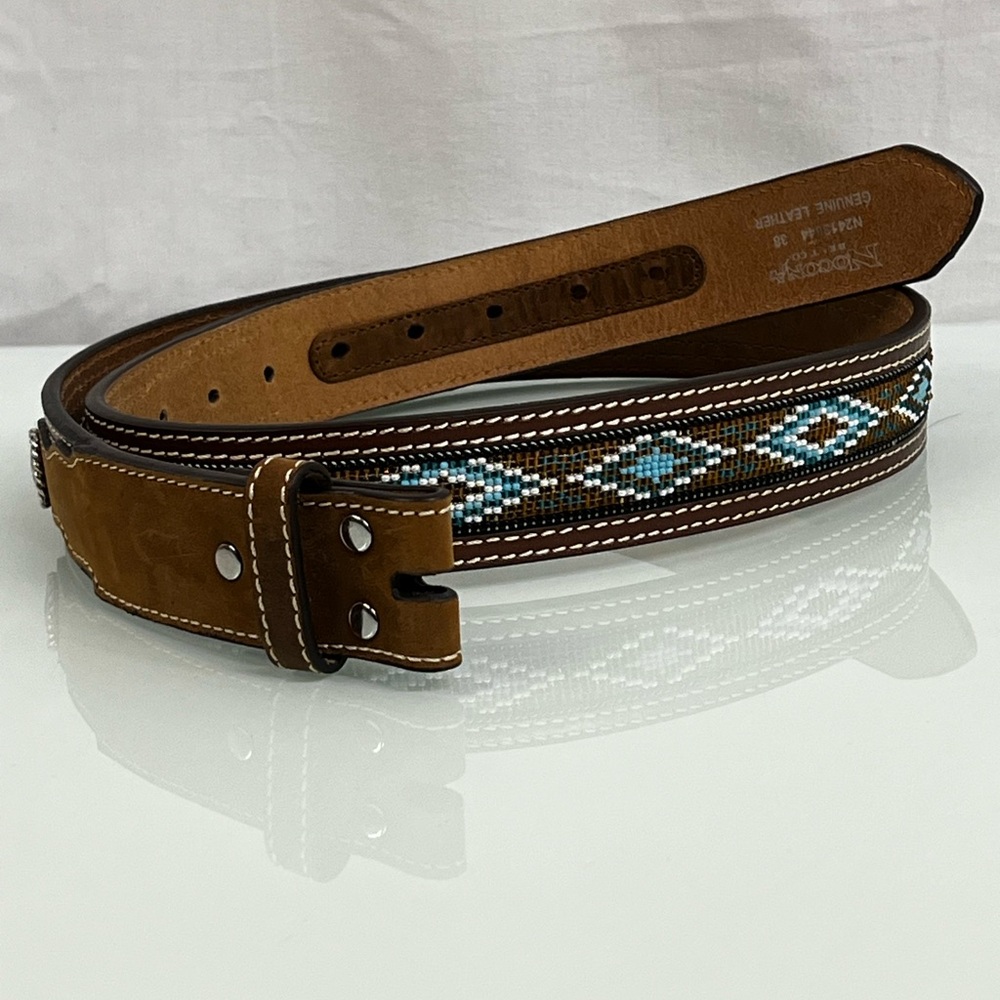 Beaded leather belt
